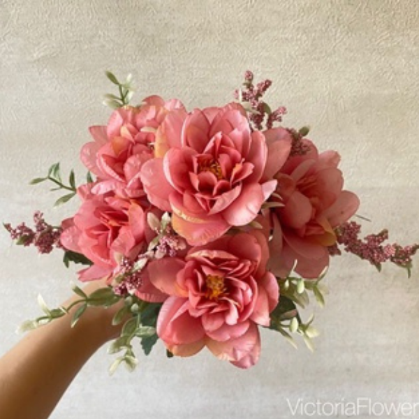 Inspirasi Bunga Yang Menawan Pada Dekorasi Pernikahan Eva Celia Bunga-Artificial-Dekorasi-Peony-Eropa-5-Kuntum-Aksesoris-Foam